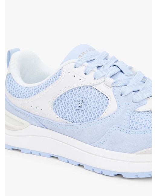 Tommy Hilfiger Blue Tonal Th Monogram Mixed Texture Trainers