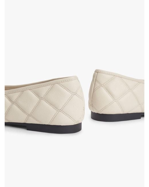 Tommy Hilfiger Natural Logo Charm Quilted Leather Ballerinas
