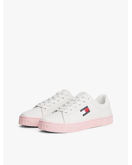 Zapatillas Con Logo En Relieve Con Piel Tommy Hilfiger de color Pink