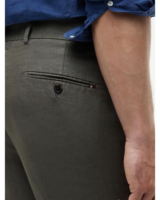 Tommy Hilfiger Blue New York Label Washed Pure Linen Trousers for men