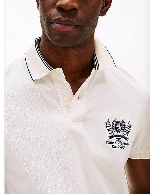 Tommy Hilfiger Regular Fit Poloshirt Met Geborduurd Embleem in het White voor heren