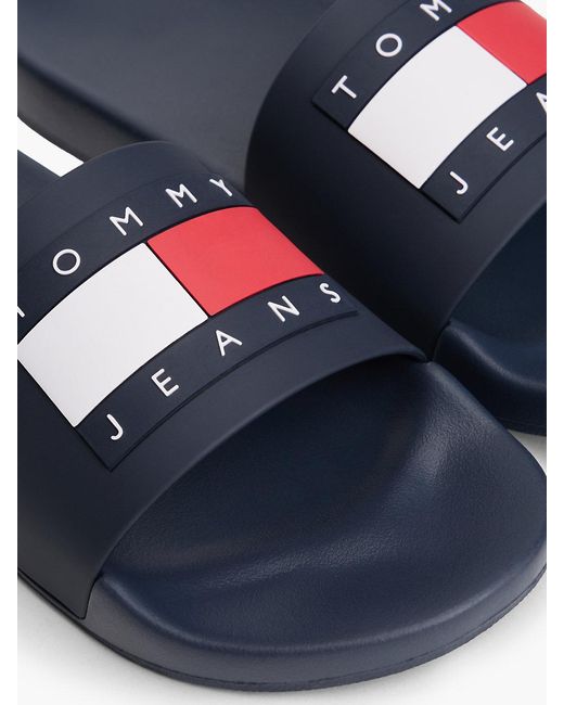 Tommy Hilfiger Blue Flag Badge Contoured Pool Slides for men
