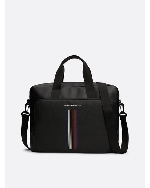 Tommy Hilfiger Black Contrast Pocket Laptop Bag for men