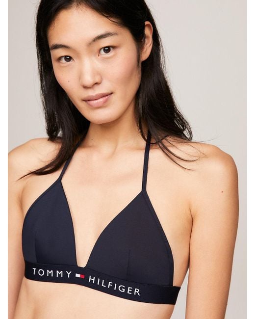 Tommy Hilfiger Blue Th Original Foam Triangle Halterneck Bikini Top