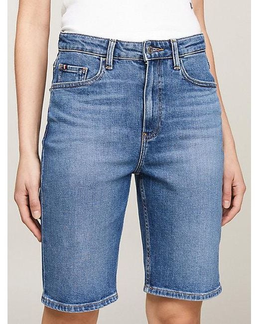 Tommy Hilfiger Blue Slim Jeans-Shorts mit hohem Bund