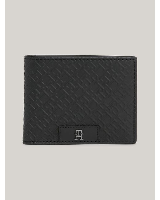 Tommy Hilfiger Black Th Monogram Small Leather Credit Card Wallet for men