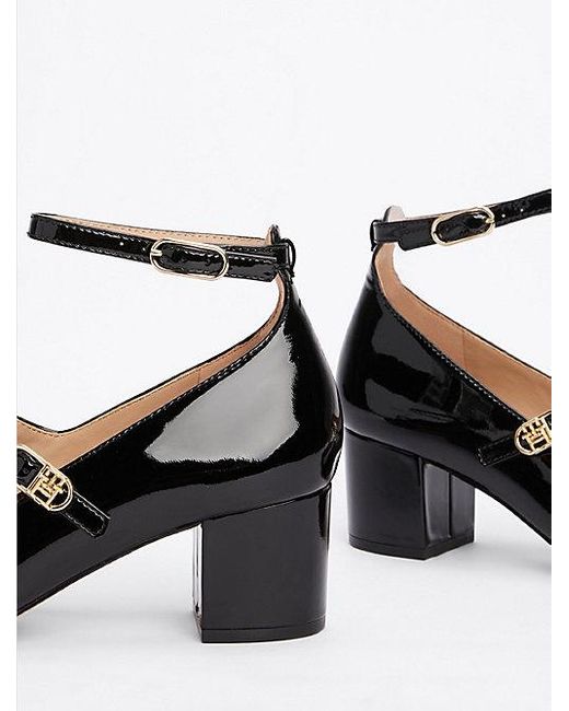 Tommy Hilfiger Pump Van Lakleer Met Dubbele Bandjes in het White