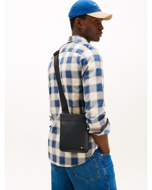 Tommy Hilfiger Black Hilfiger Flag Ribbed Crossbody Bag for men