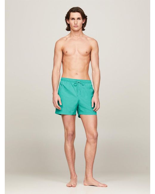 Tommy Hilfiger Green Heritage Mid Length Crinkle Swim Shorts for men