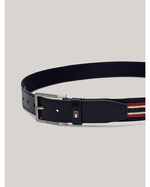 Ceinture en cuir et en toile Tommy Hilfiger pour homme en coloris Blue