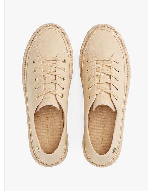 Tommy Hilfiger Canvas Sneaker Met Touw En Th-Monogram in het Natural