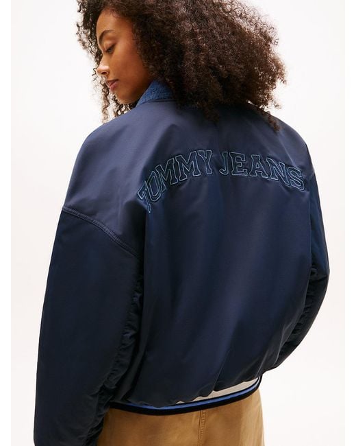 Tommy Hilfiger Blue Back Logo Embroidery Bomber Jacket
