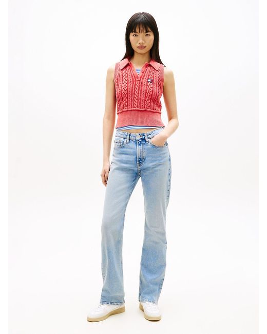 Tommy Hilfiger Red Faded Mid Rise Bootcut Jeans