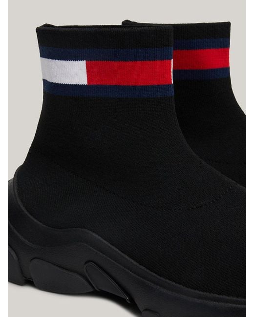 Bottes chaussettes chunky à enfiler Tommy Hilfiger en coloris Black
