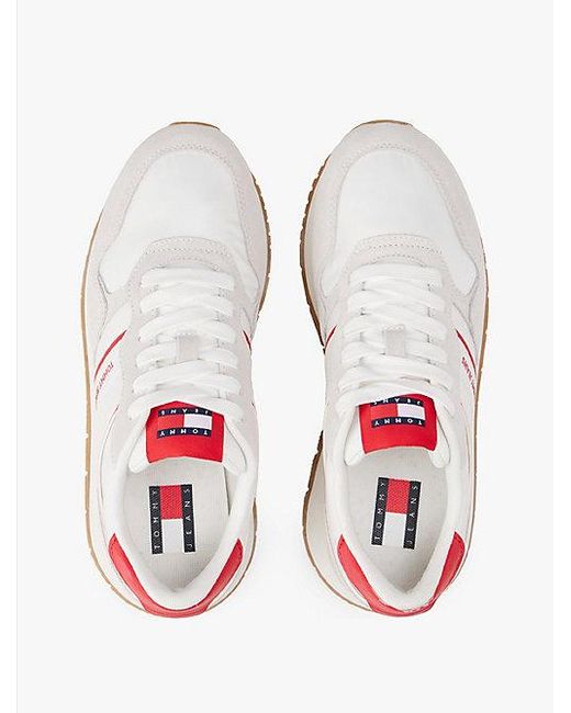 Tommy Hilfiger Lichtgewicht Hardloopsneaker Van Suède in het White