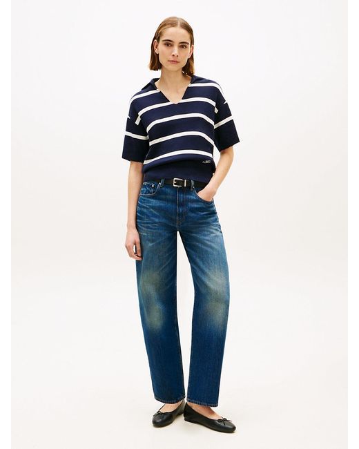 Tommy Hilfiger Blue Premium Knit Relaxed Polo Jumper