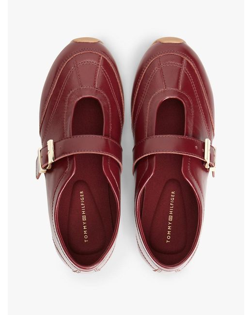 Tommy Hilfiger Red Leather Mary Jane Trainers
