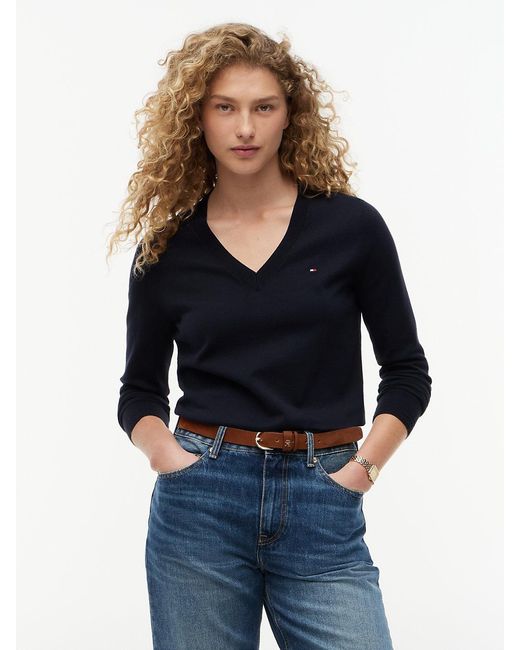 Tommy Hilfiger Blue Heritage V-neck Jumper