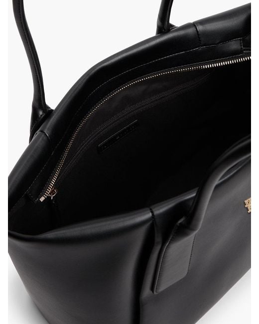 Tommy Hilfiger Black Essential Metallic Logo Tote Bag