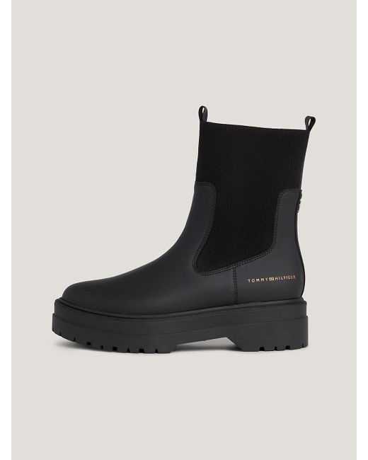 Tommy Hilfiger Black Chunky Cleat Rain Boots