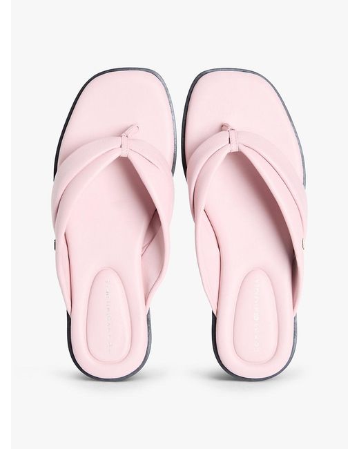 Tommy Hilfiger Multicolor Leather Toe Post Flat Sandals