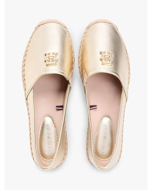 Tommy Hilfiger Natural Th Monogram Metallic Leather Espadrilles