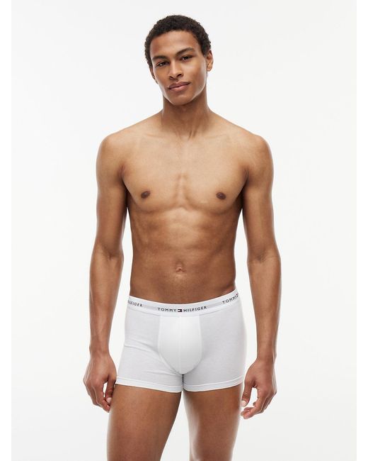 Tommy Hilfiger White 3-Pack Signature Logo Waistband Trunks for men