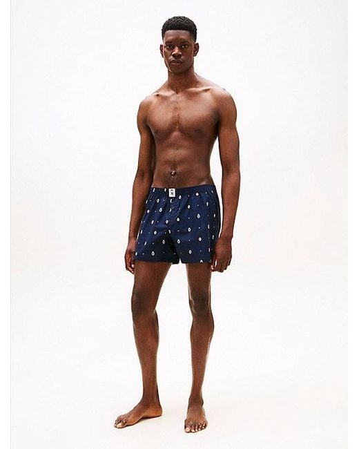 Tommy Hilfiger Set Van 3 Geweven Boxershorts Met Print in het Blue voor heren