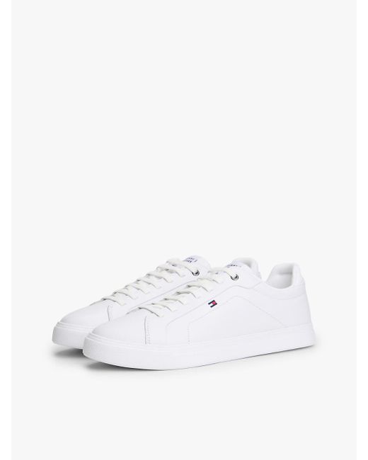 Tommy Hilfiger White Hilfiger Icon Leather Court Trainers for men