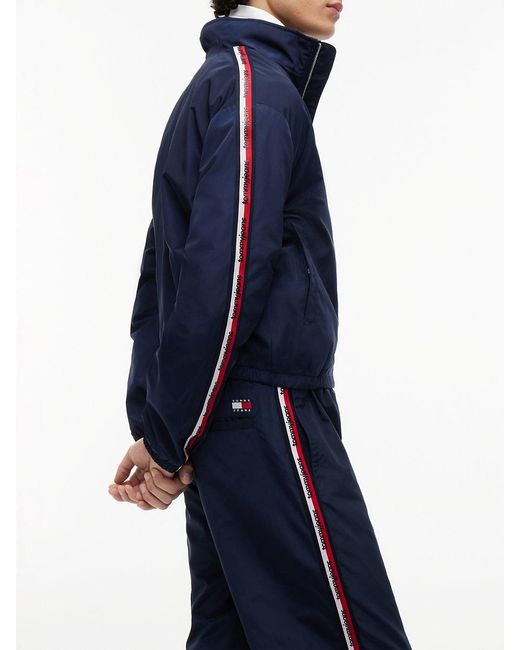 Tommy Hilfiger Blue Jaimie Relaxed Global Stripe Tape Trousers for men