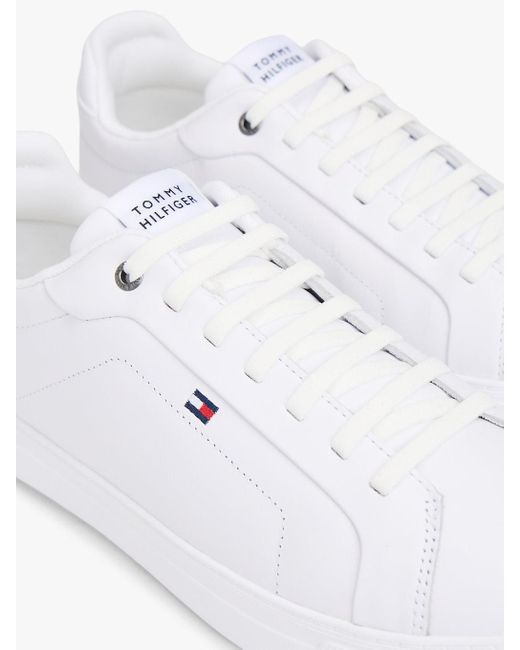Tommy Hilfiger White Hilfiger Icon Leather Court Trainers for men