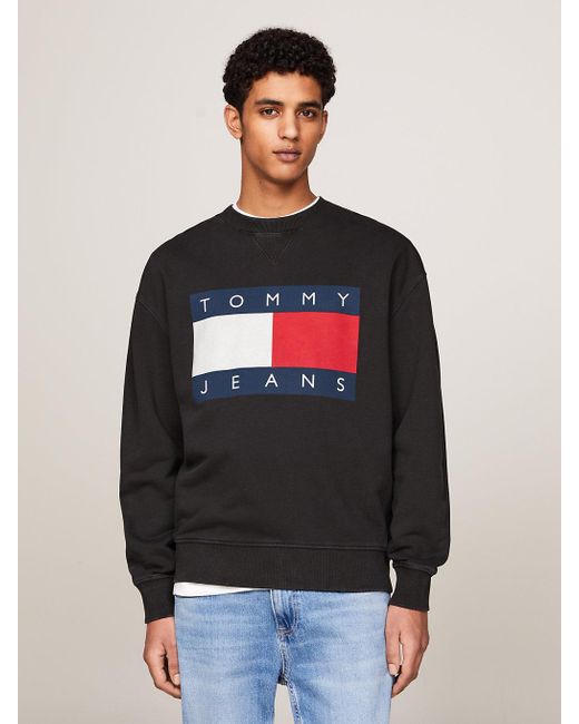 Tommy Hilfiger Blue Oversized Flag Relaxed Fit Sweatshirt for men