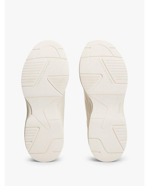 Tommy Hilfiger White Th Monogram Mixed Texture Leather Trainers