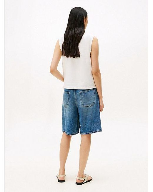 Polo Sin Mangas De Corte Amplio Tommy Hilfiger de color White