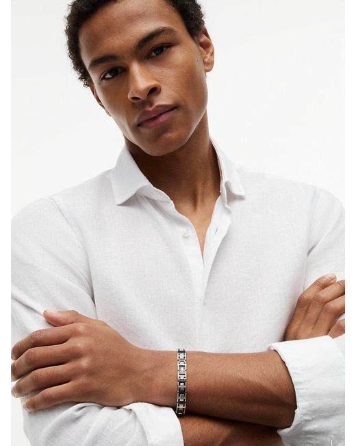 Tommy Hilfiger Multicolor Two-Tone Flag Chain-Link Bracelet for men