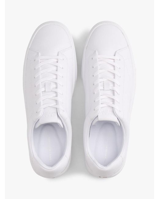 Tommy Hilfiger White Premium Leather Cupsole Trainers for men