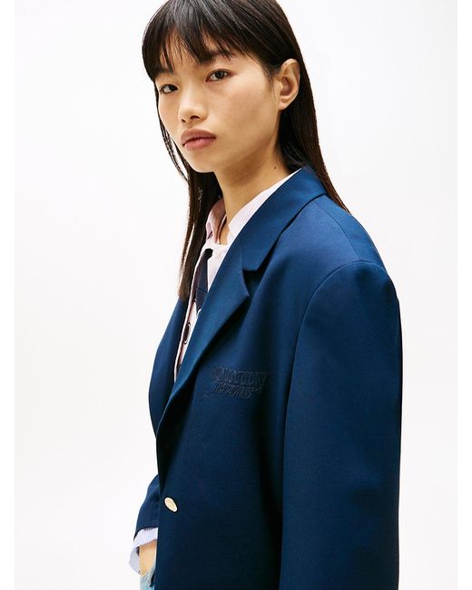 Tommy Hilfiger Blue Boyfriend Fit-Tone Button Blazer