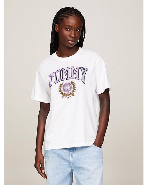 Tommy Hilfiger Varsity Relaxed Fit T-shirt Met Logo in het White