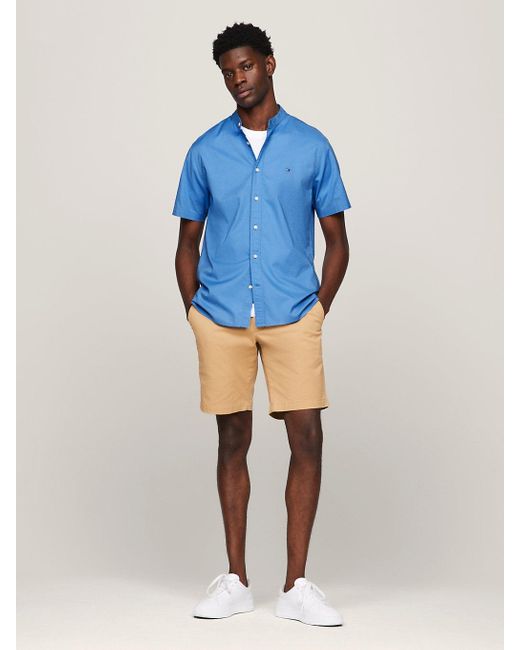 Tommy Hilfiger Blue Th Flex Short Sleeve Regular Grandad Shirt for men