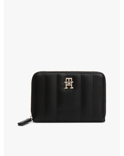 Portefeuille Zippé Matelassé À Monogramme Tommy Hilfiger en coloris Black