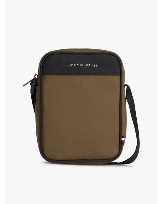 Tommy Hilfiger Green Metal Logo Crossbody Reporter Bag for men