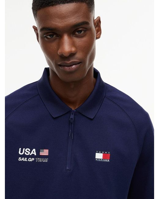 Tommy Hilfiger Blue Tommy X U.s. Sail Gp Team Performance Pique Polo Shirt for men