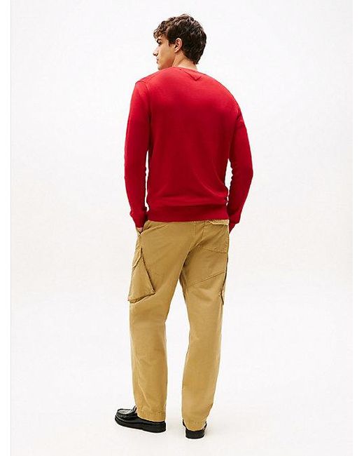 Tommy Hilfiger Trui Met Ronde Hals En Geborduurde Vlag in het Red voor heren