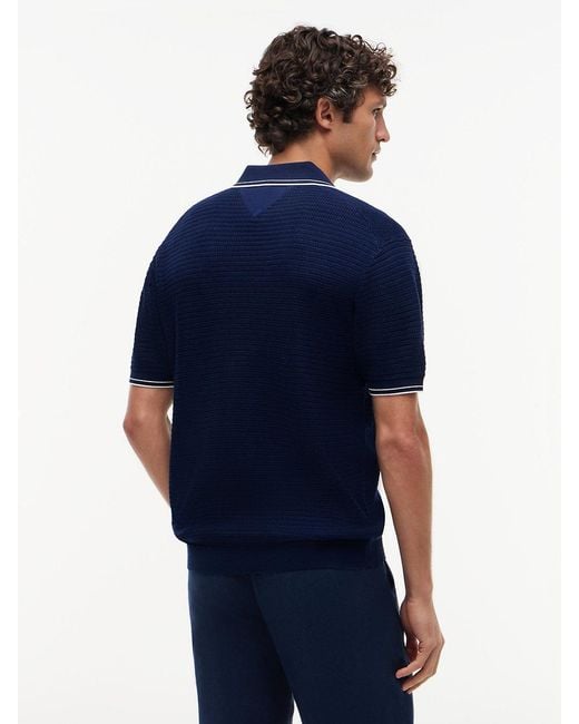 Tommy Hilfiger Blue New York Label Regular Tipped Collar Polo Shirt for men