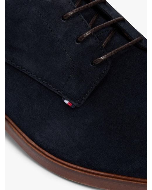 Tommy Hilfiger Blue Suede Derby Shoes for men