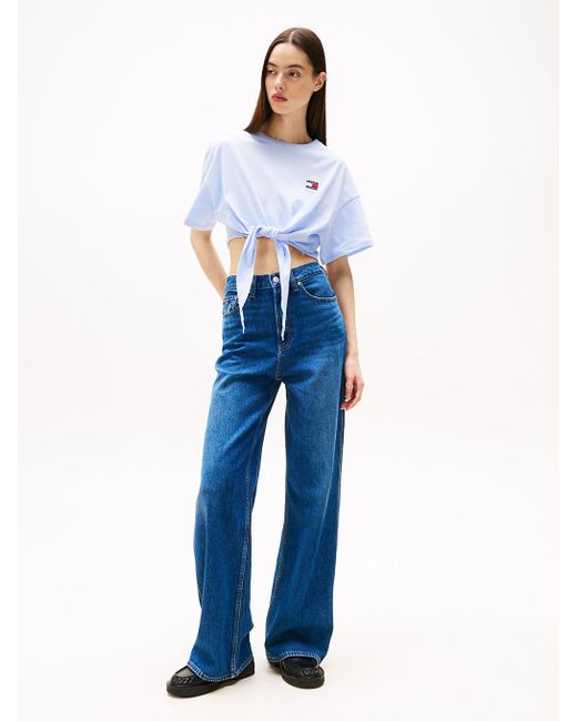 Tommy Hilfiger Blue Tommy Badge Cropped Knot T-shirt