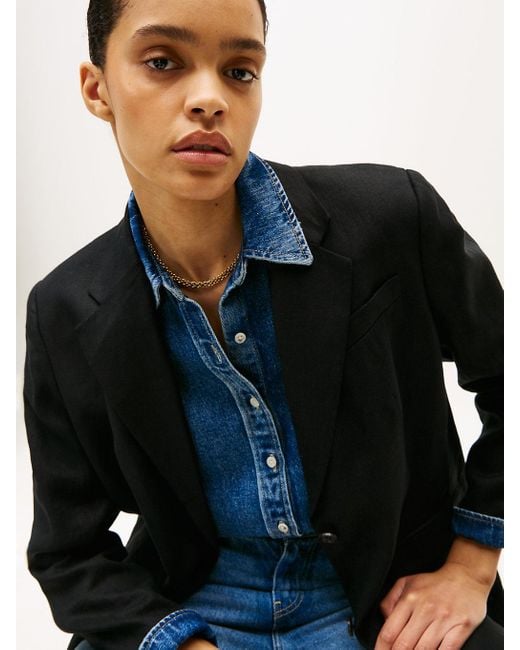 Blazer Monopetto Relaxed Fit di Tommy Hilfiger in Blue