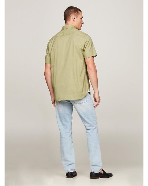 Tommy Hilfiger Green Micro Print Regular Short Sleeve Shirt for men