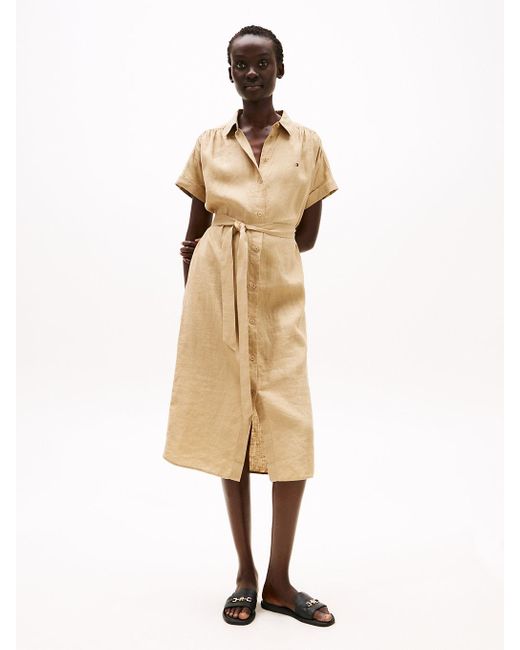 Tommy Hilfiger Natural Pure Linen Midi Shirt Dress