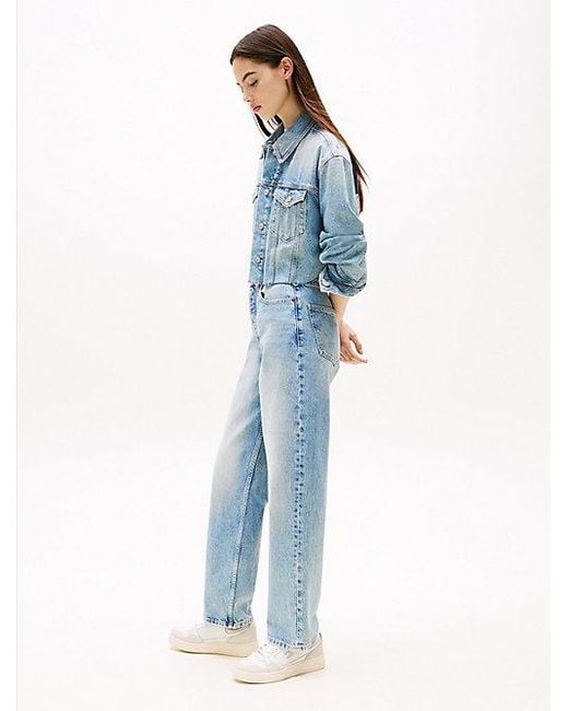 Vaqueros Ajustados De Pernera Recta Y Talle Alto Tommy Hilfiger de color Blue